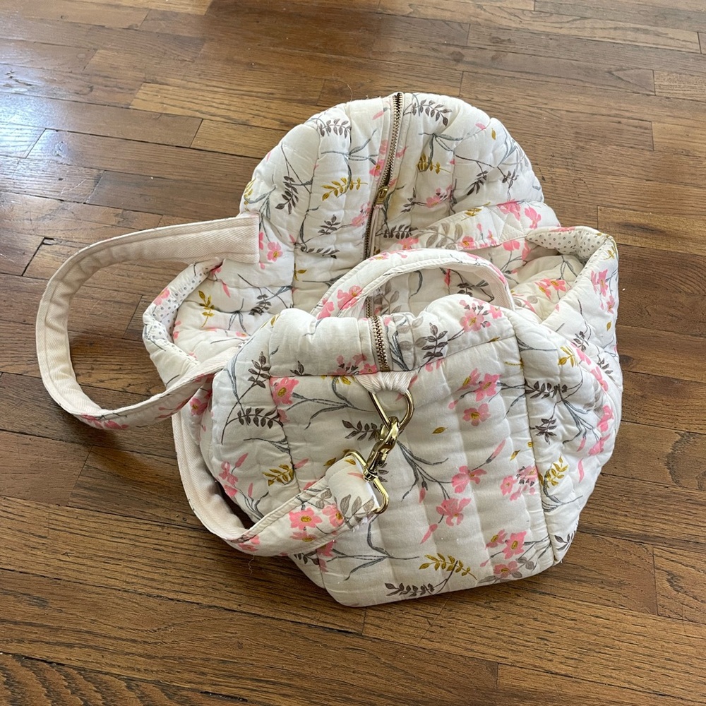 Bonpoint Cream and Pink Floral Baby Bag